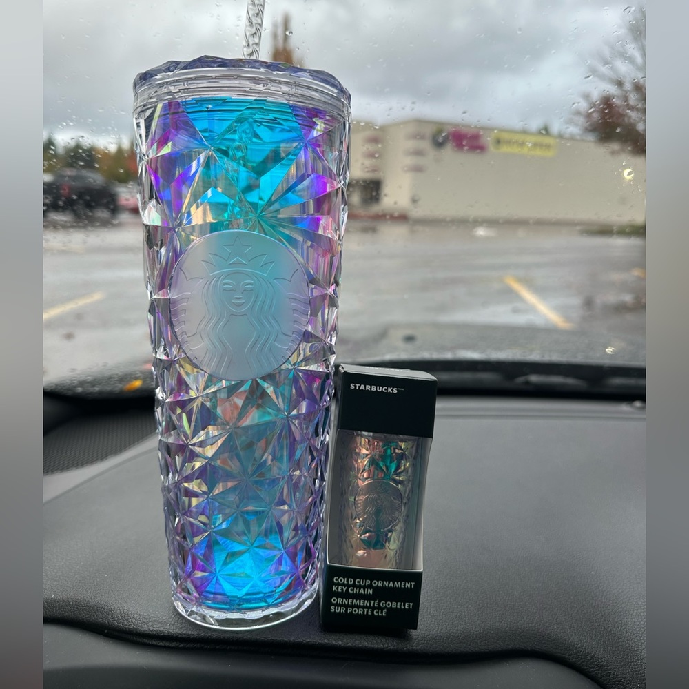 New Starbucks 2023 Holiday- Iridescent Venti  Tumbler & Keychain